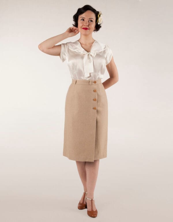 wool beige wrap skirt