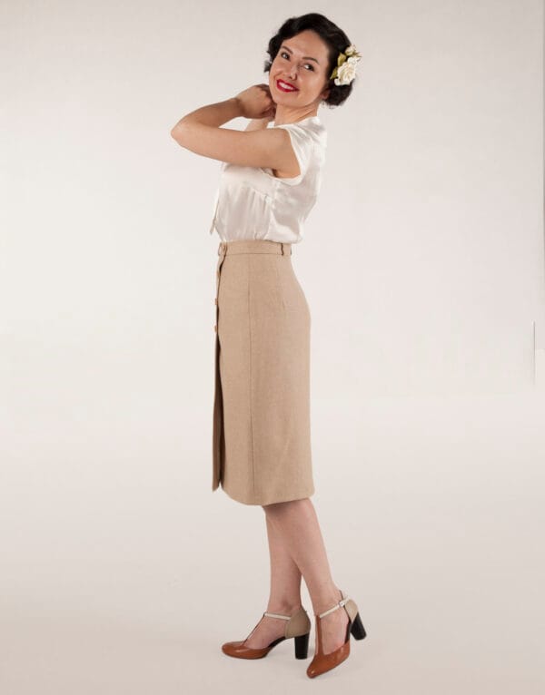 wool beige wrap skirt