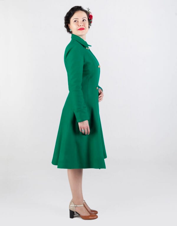 doublebreasted green wool coat