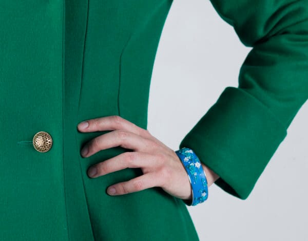 doublebreasted green wool coat