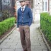 Merino wool men's cardigan paperboy cap