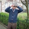 Merino wool men's cardigan paperboy cap