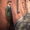 Merino wool men's cardigan paperboy cap