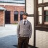 Merino wool men's cardigan paperboy cap
